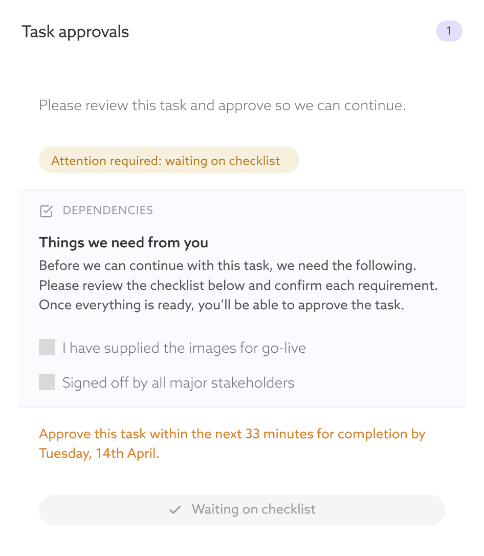 Approval dependency chain