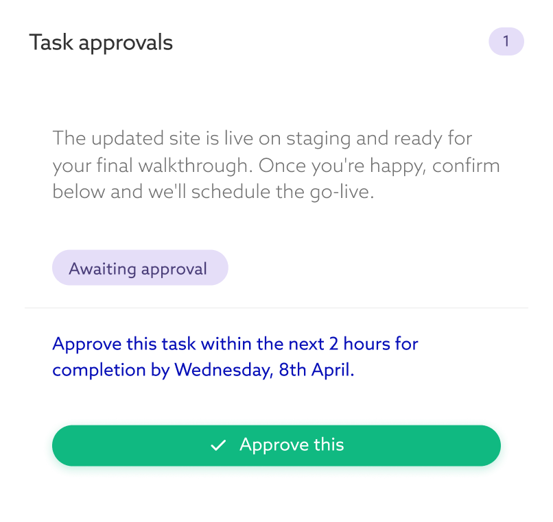 Single-option approval card