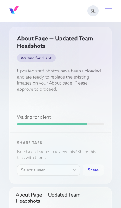 Mobile client portal view