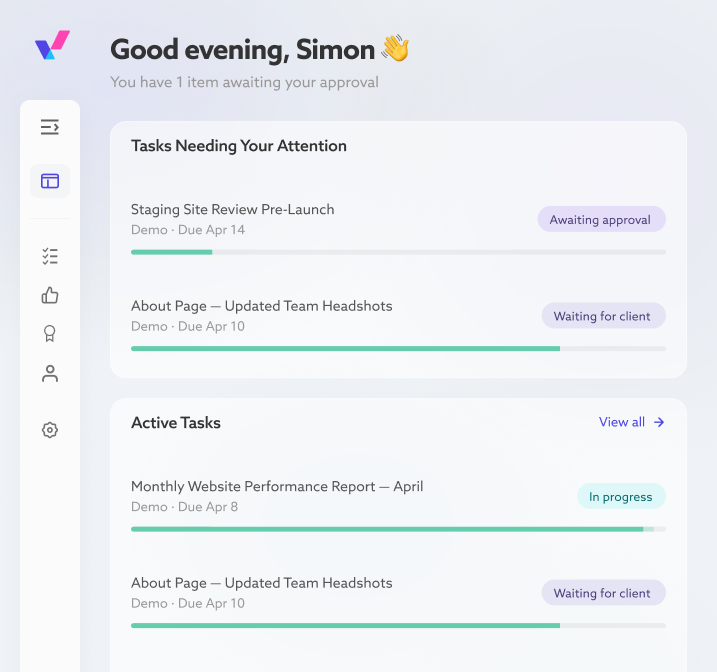Tablet client portal view