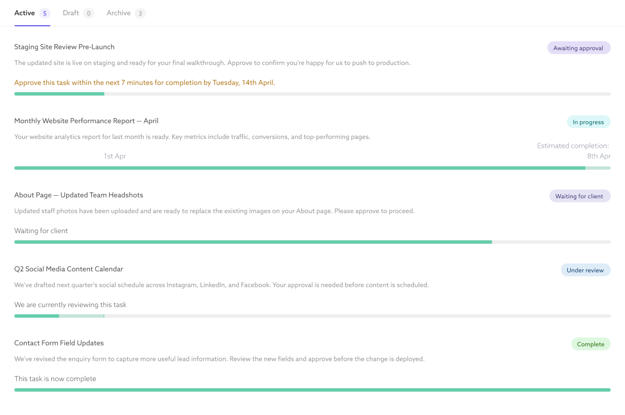 Task list view
