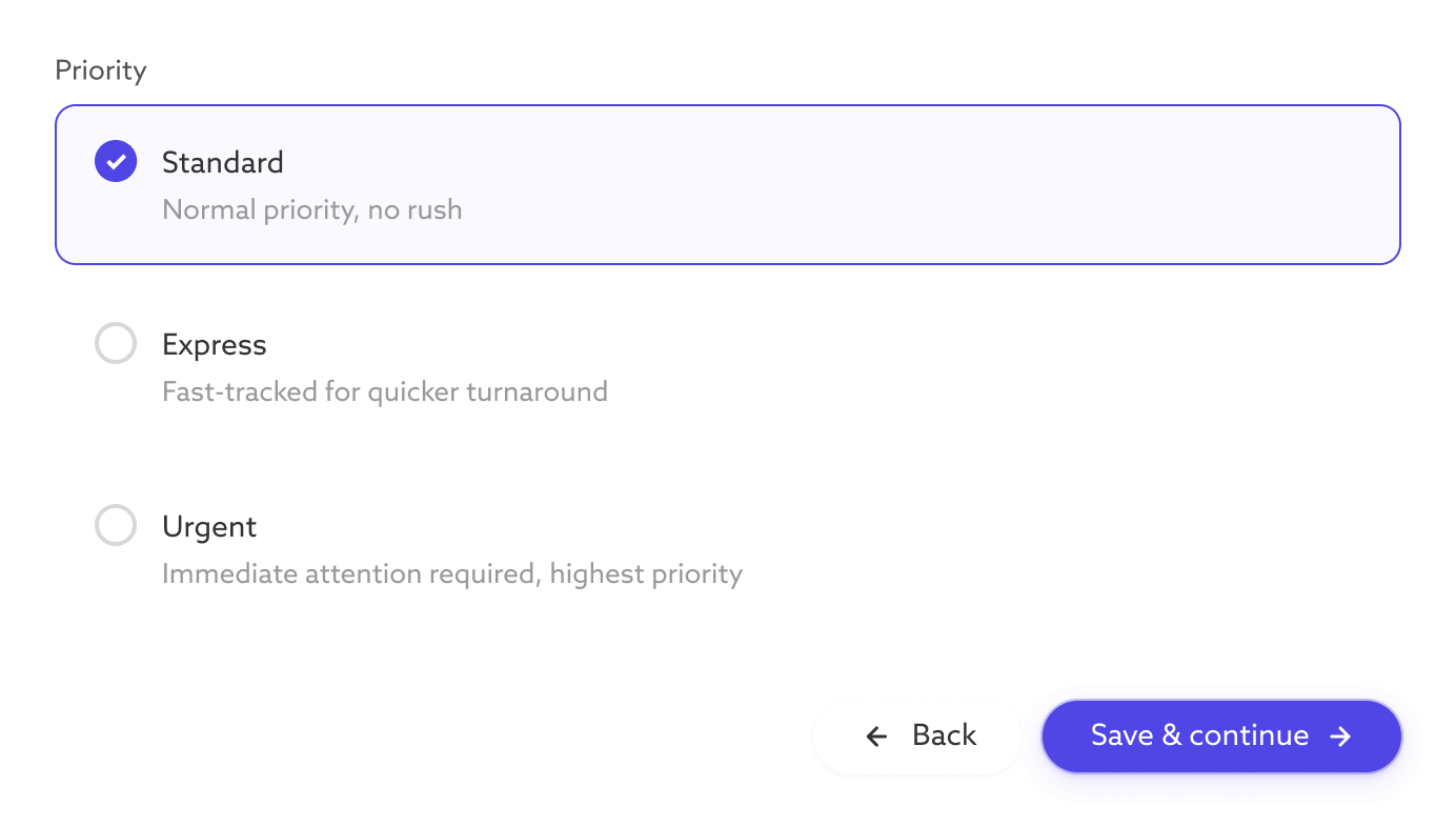 Screenshot: Task creation form