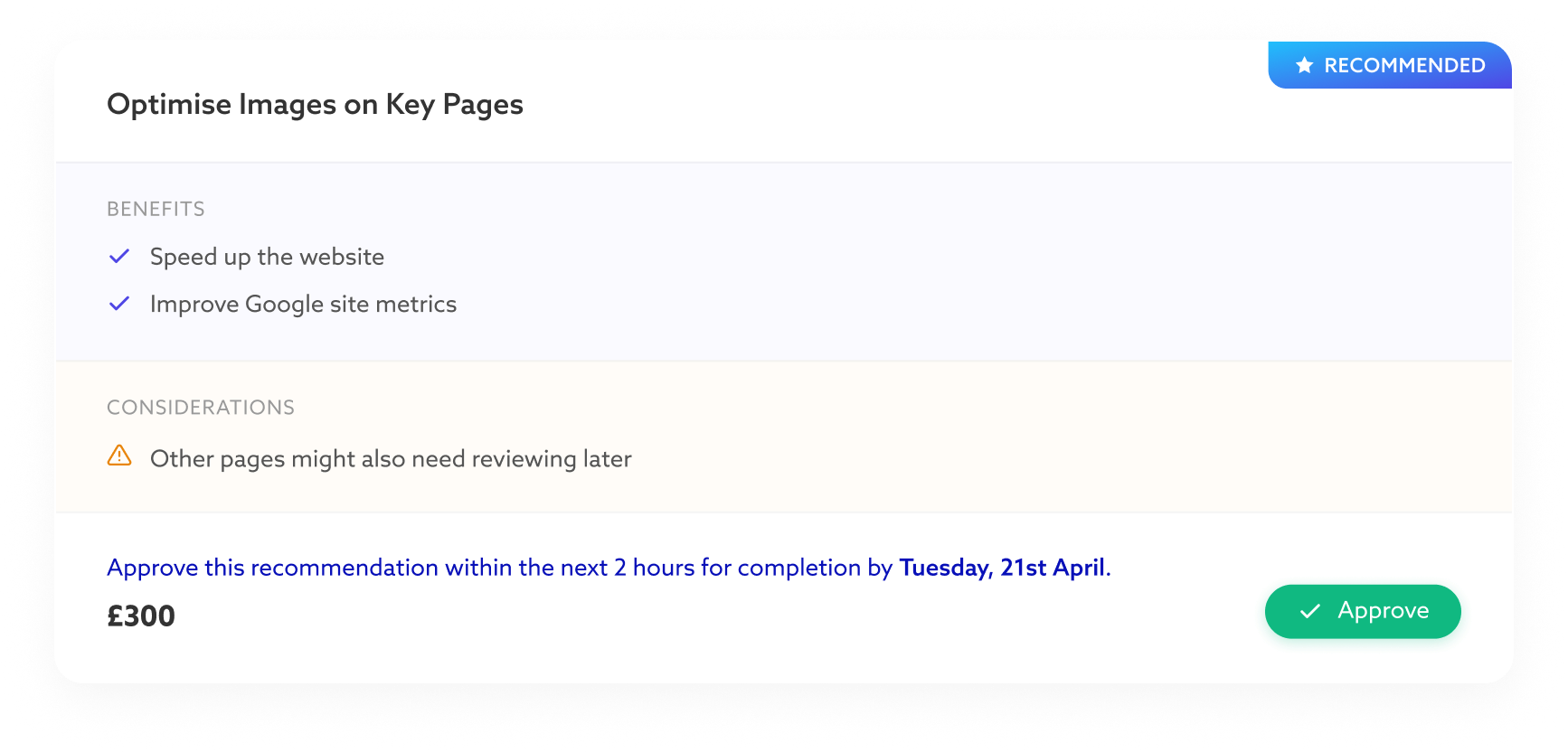 Screenshot: Recommendation tiers